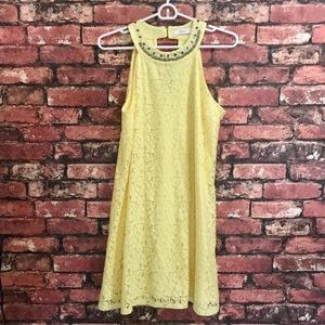 Candie’s Lace Dress with Embellished Neckline